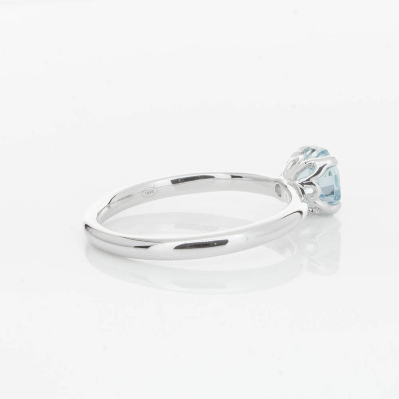 18ct White Gold Aquamarine Mini Octavia Ring-Ring-Walker & Hall