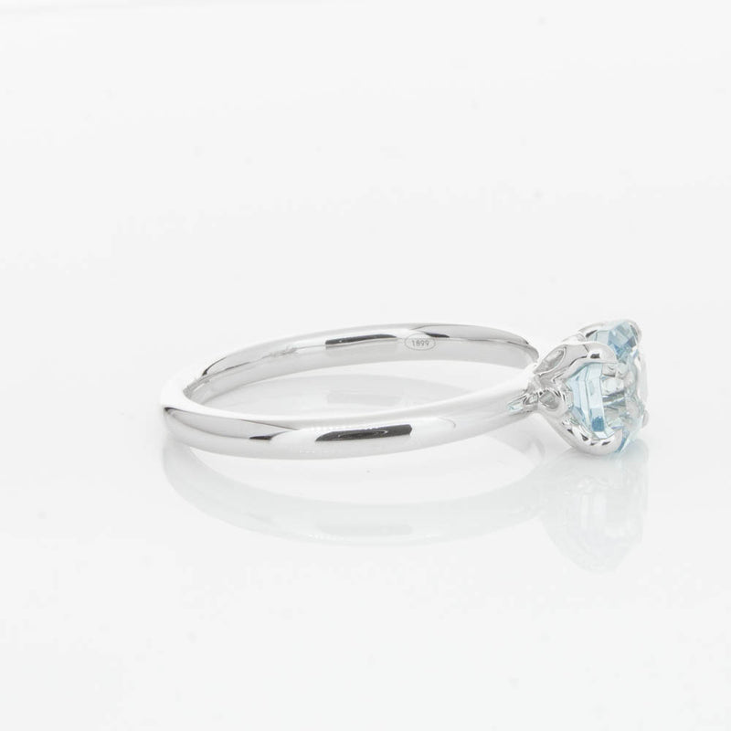 18ct White Gold Aquamarine Mini Octavia Ring-Ring-Walker & Hall