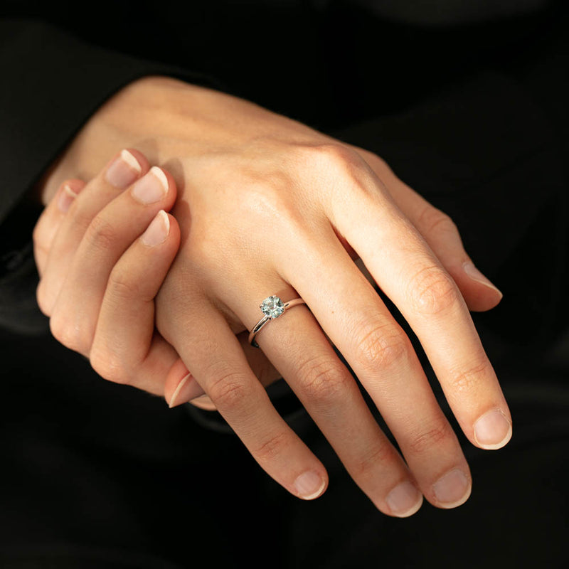 18ct White Gold Aquamarine Mini Octavia Ring-Ring-Walker & Hall