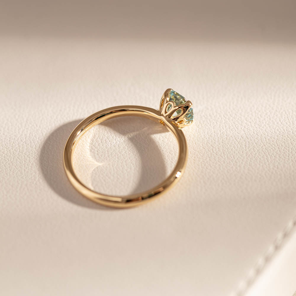 18ct Yellow Gold Aquamarine Mini Octavia Ring-Ring-Walker & Hall