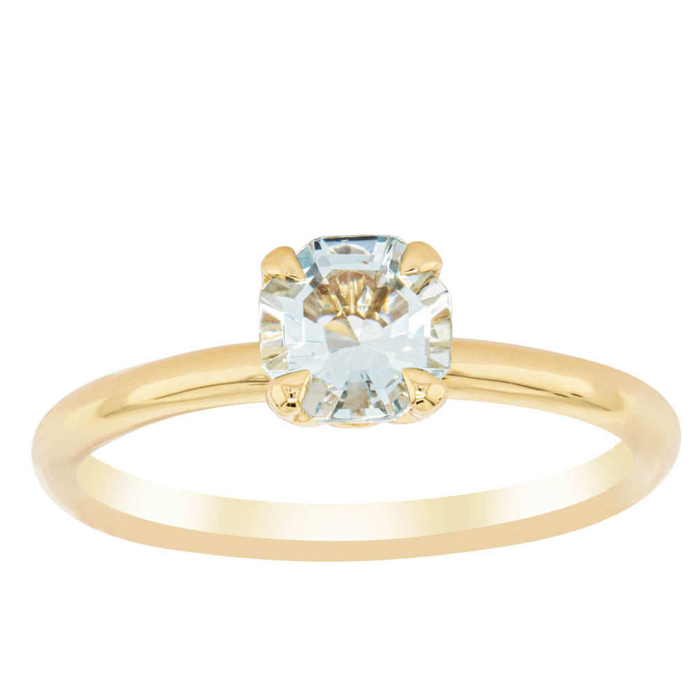 18ct Yellow Gold Aquamarine Mini Octavia Ring-Ring-Walker & Hall