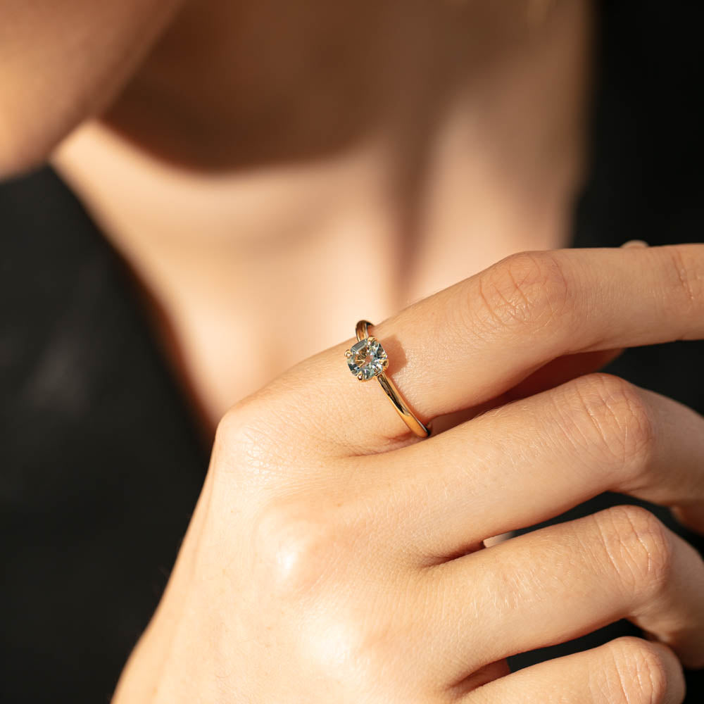 18ct Yellow Gold Aquamarine Mini Octavia Ring-Ring-Walker & Hall