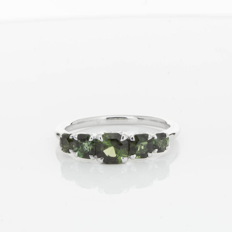 18ct White Gold Five Stone Tourmaline Octavia Ring-Ring-Walker & Hall