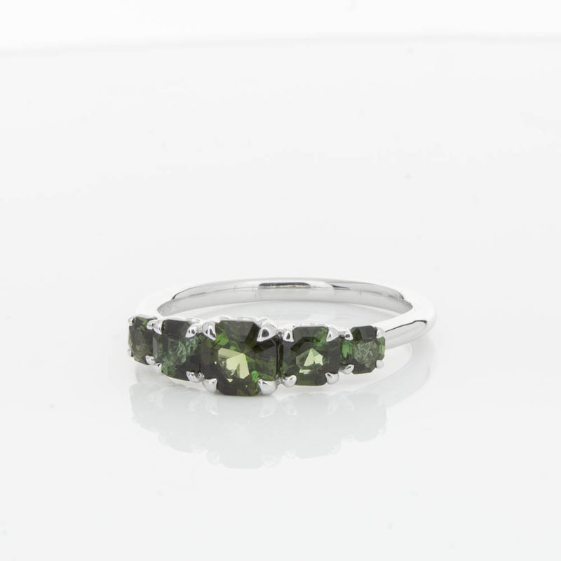 18ct White Gold Five Stone Tourmaline Octavia Ring-Ring-Walker & Hall