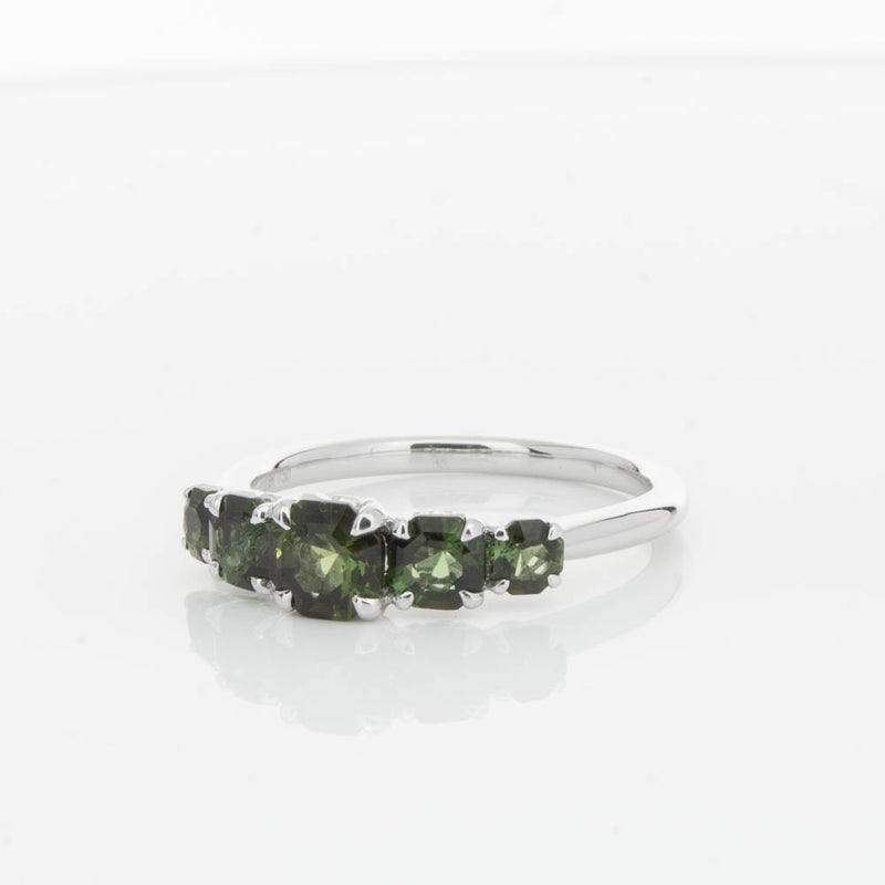 18ct White Gold Five Stone Tourmaline Octavia Ring-Ring-Walker & Hall