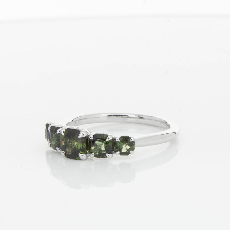 18ct White Gold Five Stone Tourmaline Octavia Ring-Ring-Walker & Hall