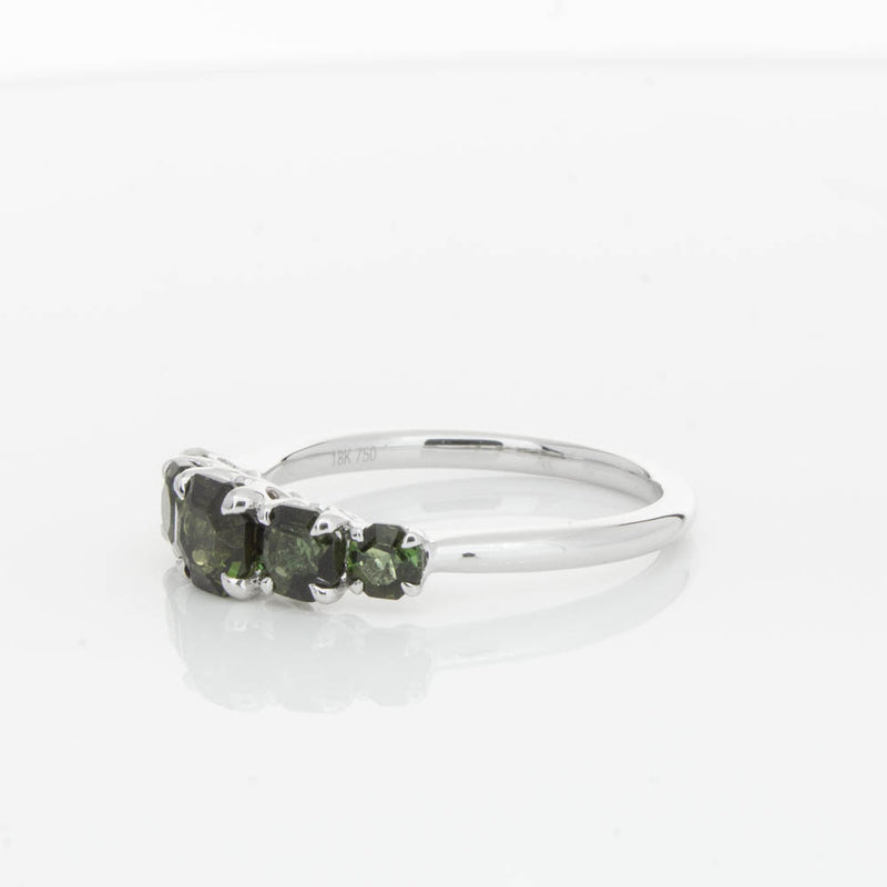 18ct White Gold Five Stone Tourmaline Octavia Ring-Ring-Walker & Hall