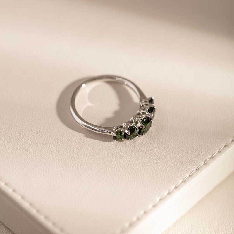 18ct White Gold Five Stone Tourmaline Octavia Ring-Ring-Walker & Hall