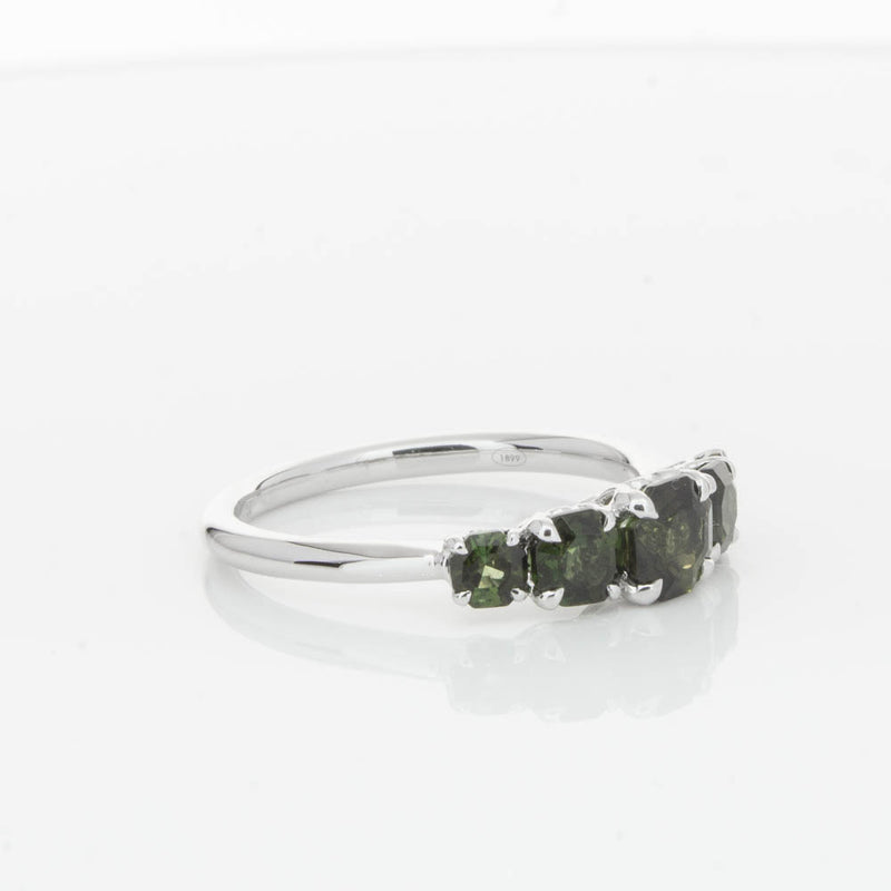 18ct White Gold Five Stone Tourmaline Octavia Ring-Ring-Walker & Hall