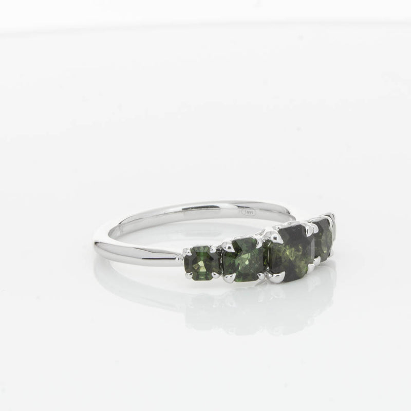 18ct White Gold Five Stone Tourmaline Octavia Ring-Ring-Walker & Hall