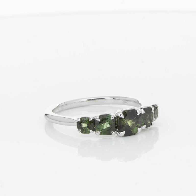 18ct White Gold Five Stone Tourmaline Octavia Ring-Ring-Walker & Hall