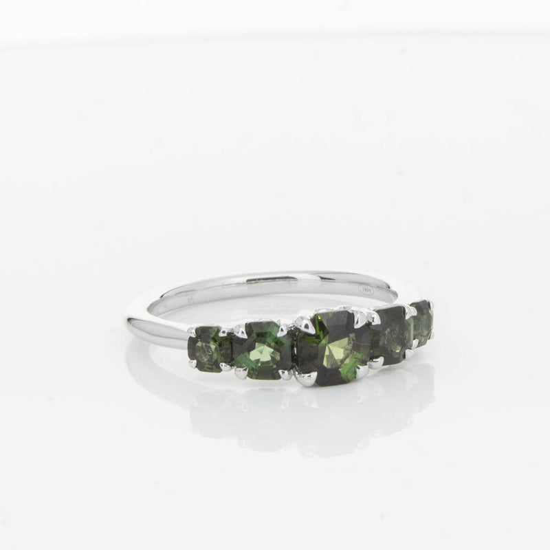 18ct White Gold Five Stone Tourmaline Octavia Ring-Ring-Walker & Hall