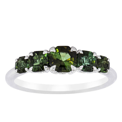 18ct White Gold Five Stone Tourmaline Octavia Ring-Ring-Walker & Hall
