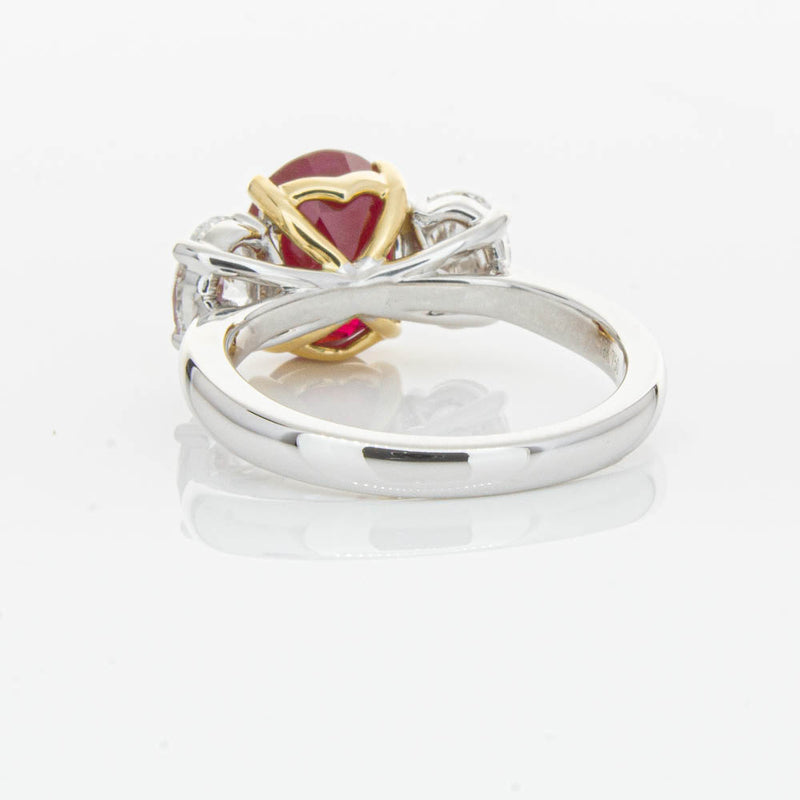 18ct White Gold Ruby & Diamond Three Stone Ring-Ring-Walker & Hall