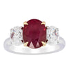 18ct White Gold Ruby & Diamond Three Stone Ring-Ring-Walker & Hall