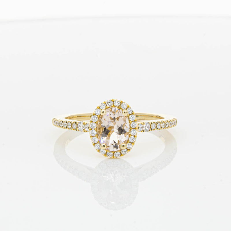 18ct Yellow Gold .68ct Morganite & Diamond Mini Sierra Ring-Ring-Walker & Hall