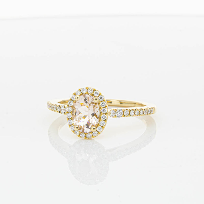 18ct Yellow Gold .68ct Morganite & Diamond Mini Sierra Ring-Ring-Walker & Hall