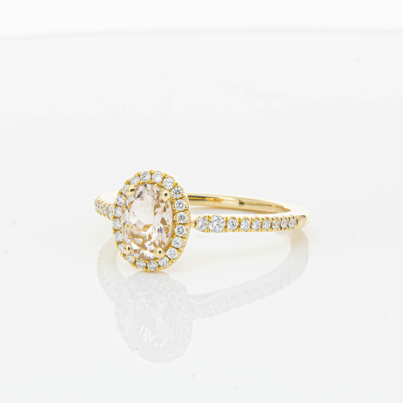 18ct Yellow Gold .68ct Morganite & Diamond Mini Sierra Ring-Ring-Walker & Hall