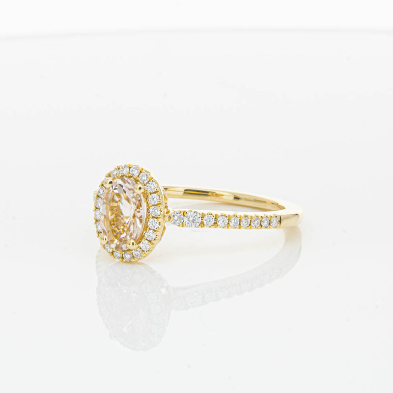 18ct Yellow Gold .68ct Morganite & Diamond Mini Sierra Ring-Ring-Walker & Hall