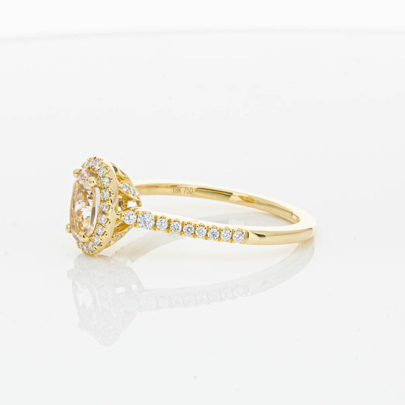 18ct Yellow Gold .68ct Morganite & Diamond Mini Sierra Ring-Ring-Walker & Hall