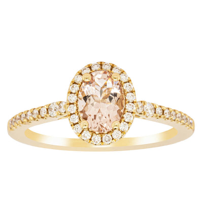 18ct Yellow Gold .68ct Morganite & Diamond Mini Sierra Ring-Ring-Walker & Hall