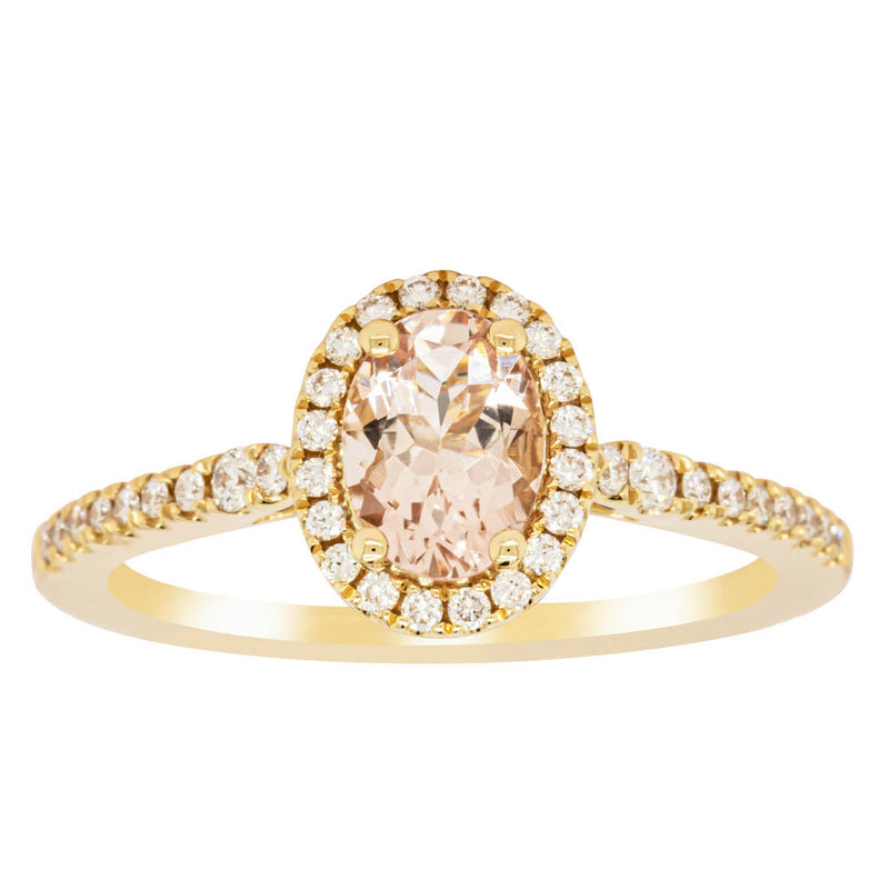 18ct Yellow Gold .68ct Morganite & Diamond Mini Sierra Ring-Ring-Walker & Hall
