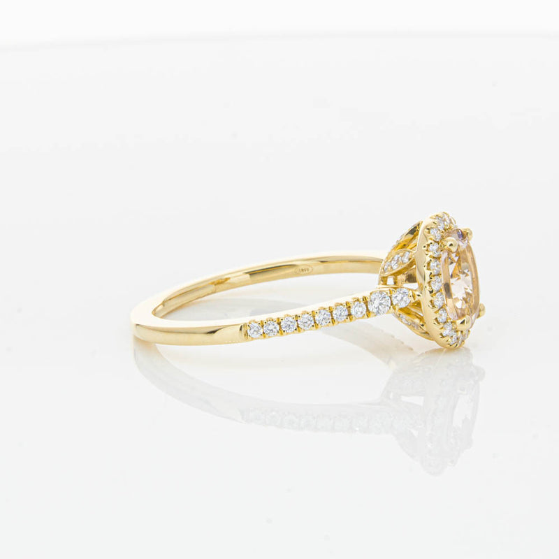 18ct Yellow Gold .68ct Morganite & Diamond Mini Sierra Ring-Ring-Walker & Hall