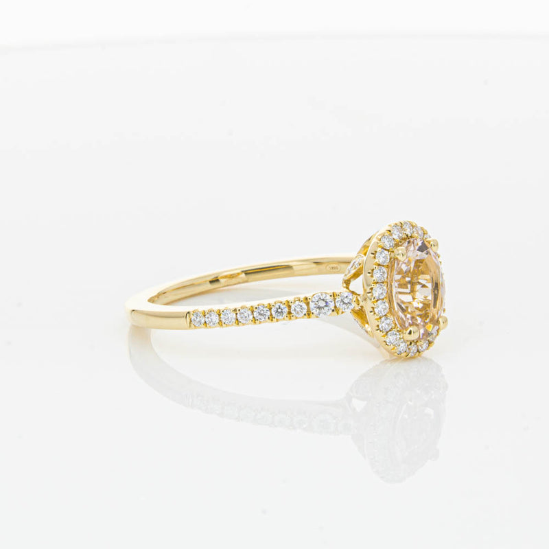 18ct Yellow Gold .68ct Morganite & Diamond Mini Sierra Ring-Ring-Walker & Hall