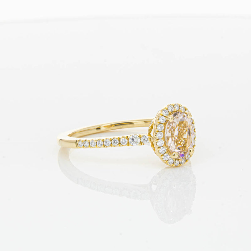 18ct Yellow Gold .68ct Morganite & Diamond Mini Sierra Ring-Ring-Walker & Hall