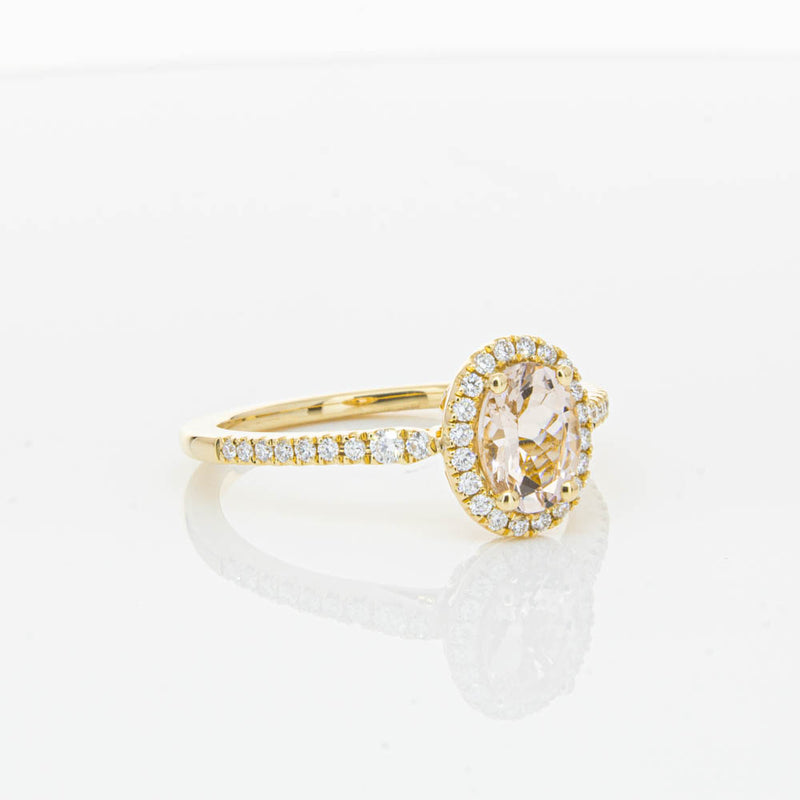 18ct Yellow Gold .68ct Morganite & Diamond Mini Sierra Ring-Ring-Walker & Hall