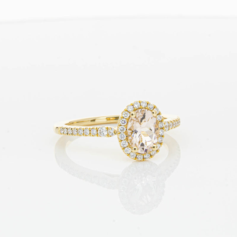 18ct Yellow Gold .68ct Morganite & Diamond Mini Sierra Ring-Ring-Walker & Hall