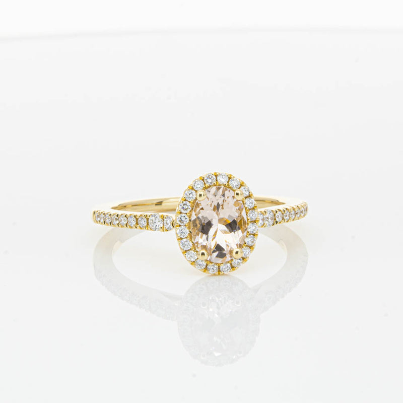 18ct Yellow Gold .68ct Morganite & Diamond Mini Sierra Ring-Ring-Walker & Hall