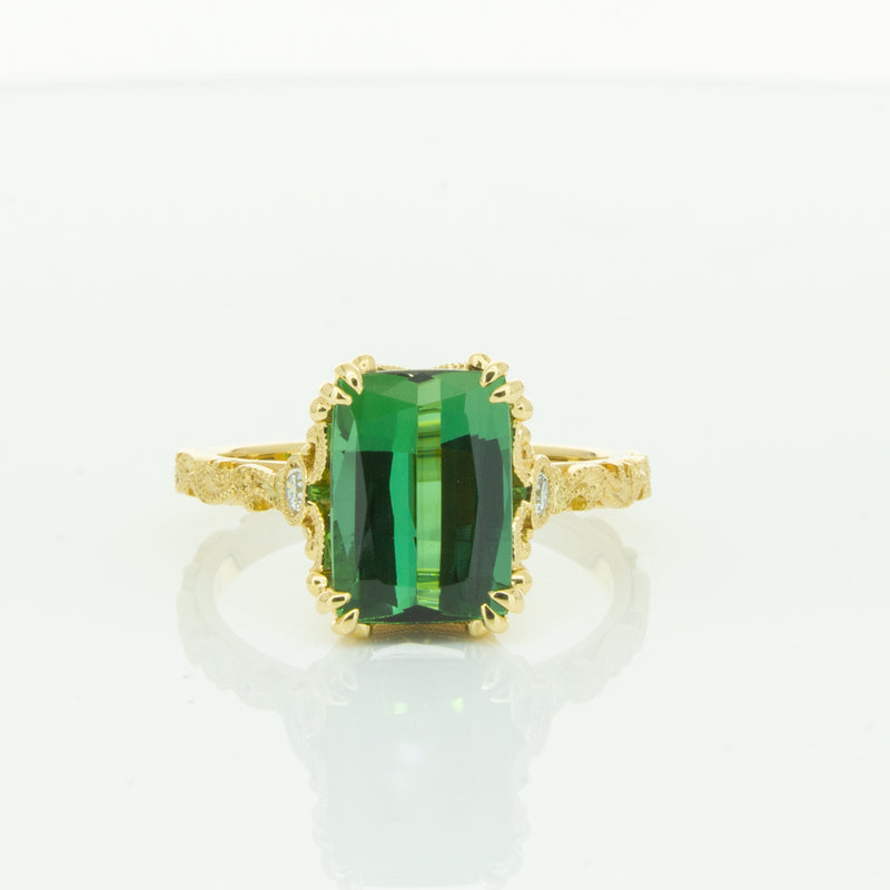 18ct Yellow Gold Tourmaline & Diamond Romanov Ring-Ring-Walker & Hall