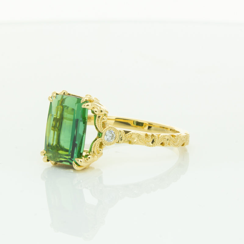18ct Yellow Gold Tourmaline & Diamond Romanov Ring-Ring-Walker & Hall