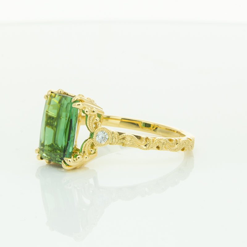 18ct Yellow Gold Tourmaline & Diamond Romanov Ring-Ring-Walker & Hall