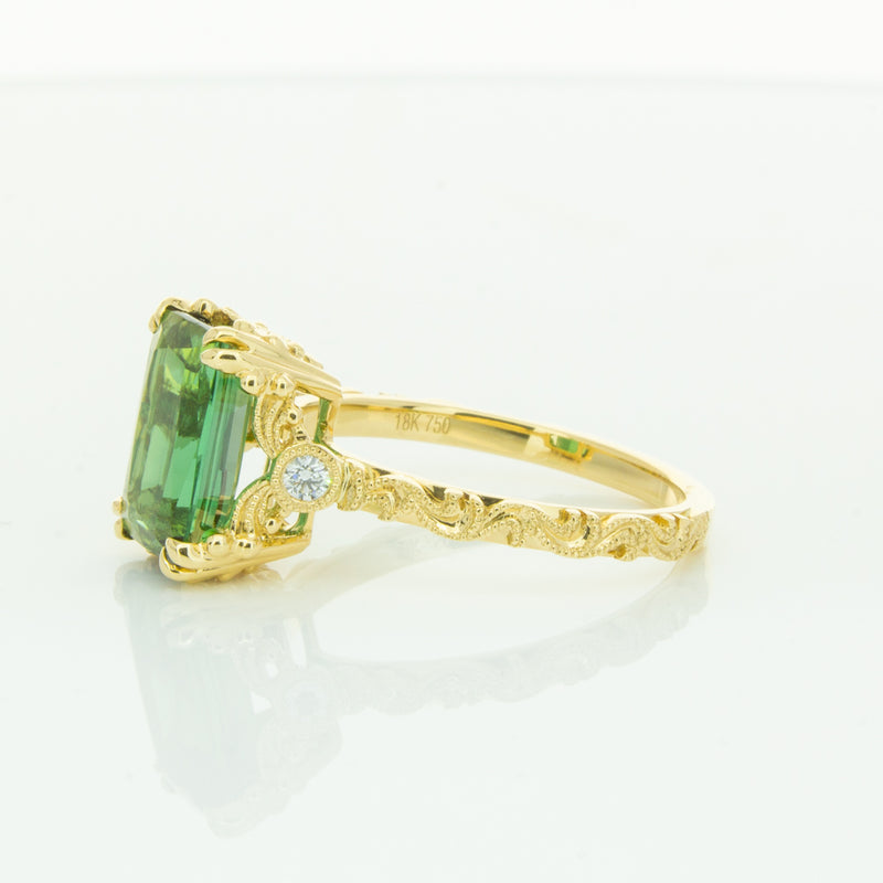 18ct Yellow Gold Tourmaline & Diamond Romanov Ring-Ring-Walker & Hall