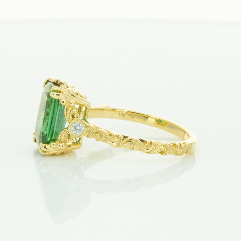 18ct Yellow Gold Tourmaline & Diamond Romanov Ring-Ring-Walker & Hall