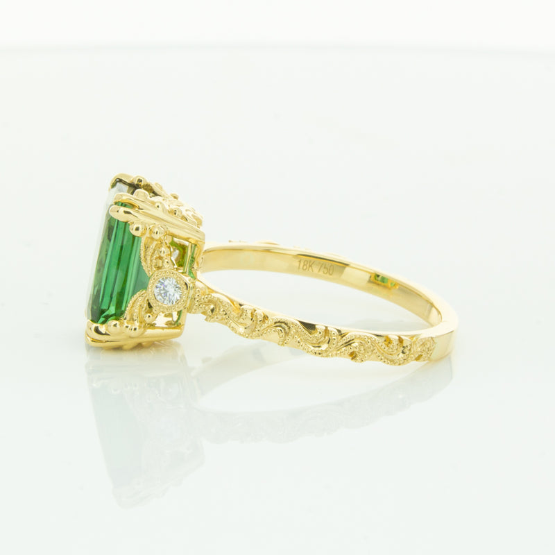 18ct Yellow Gold Tourmaline & Diamond Romanov Ring-Ring-Walker & Hall