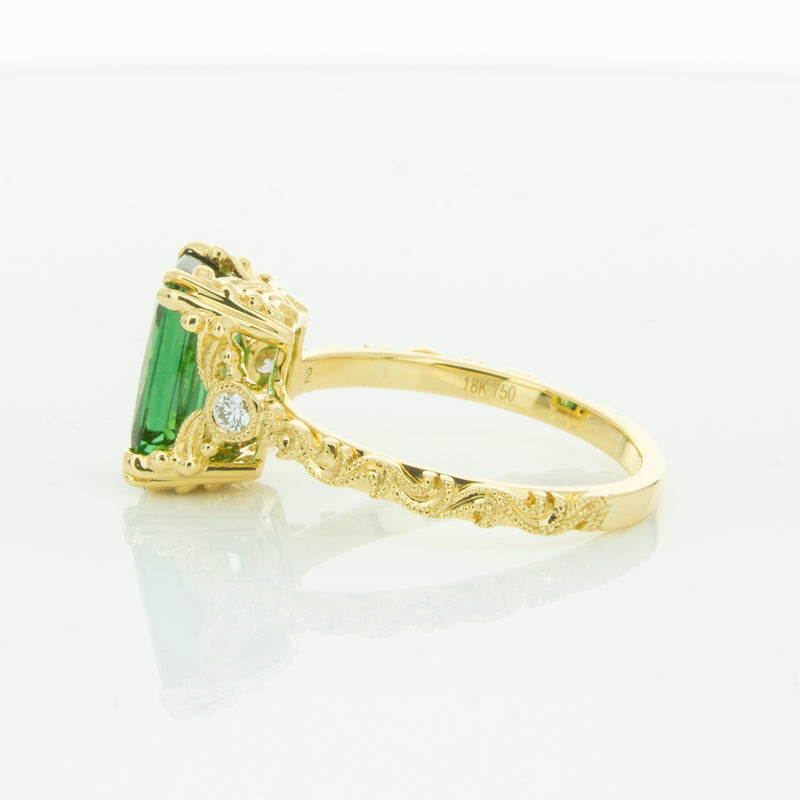 18ct Yellow Gold Tourmaline & Diamond Romanov Ring-Ring-Walker & Hall