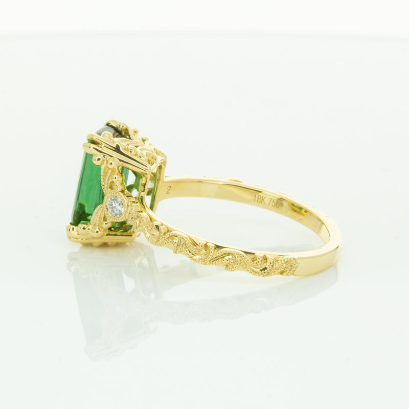 18ct Yellow Gold Tourmaline & Diamond Romanov Ring-Ring-Walker & Hall