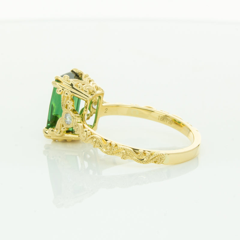 18ct Yellow Gold Tourmaline & Diamond Romanov Ring-Ring-Walker & Hall