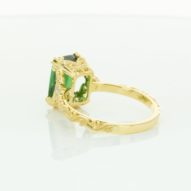 18ct Yellow Gold Tourmaline & Diamond Romanov Ring-Ring-Walker & Hall