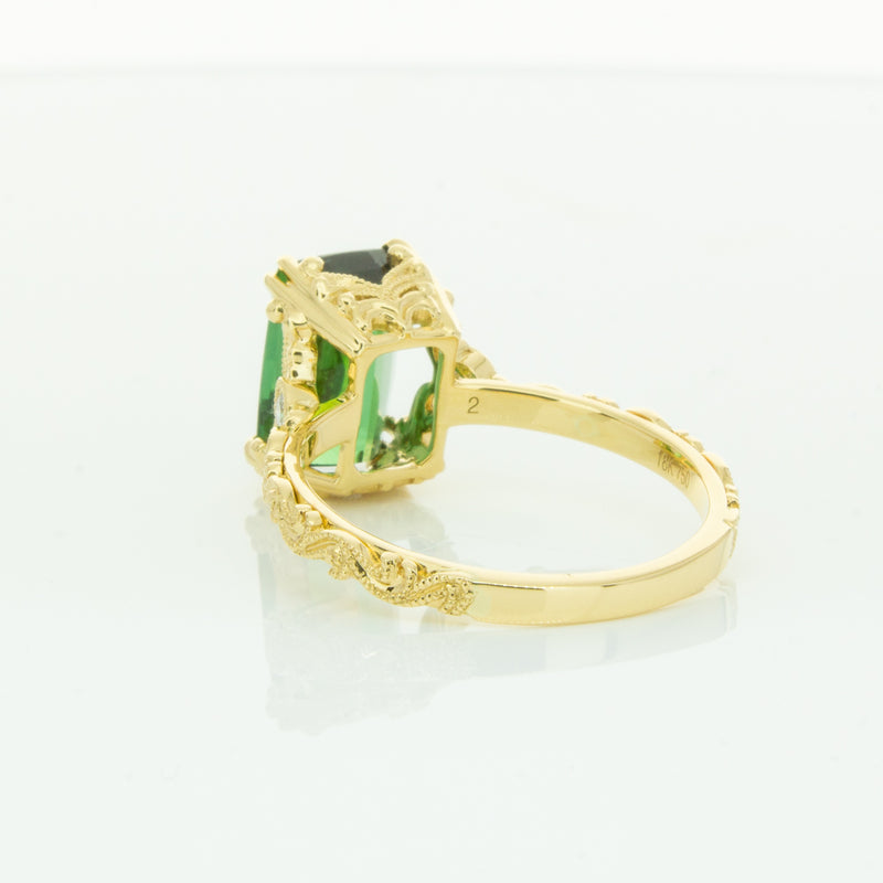 18ct Yellow Gold Tourmaline & Diamond Romanov Ring-Ring-Walker & Hall