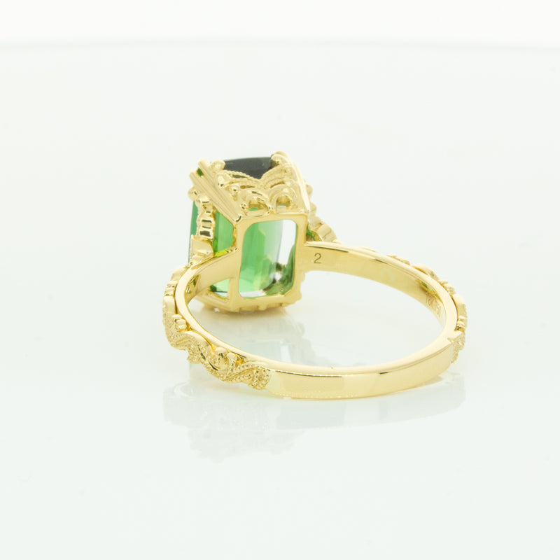 18ct Yellow Gold Tourmaline & Diamond Romanov Ring-Ring-Walker & Hall
