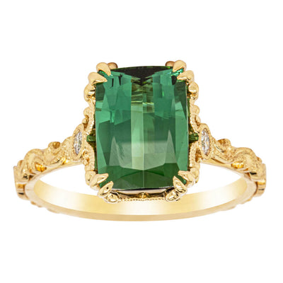18ct Yellow Gold Tourmaline & Diamond Romanov Ring-Ring-Walker & Hall