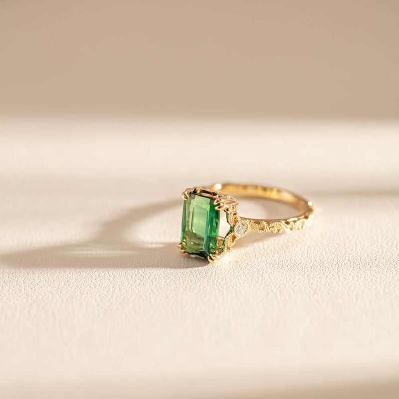 18ct Yellow Gold Tourmaline & Diamond Romanov Ring-Ring-Walker & Hall