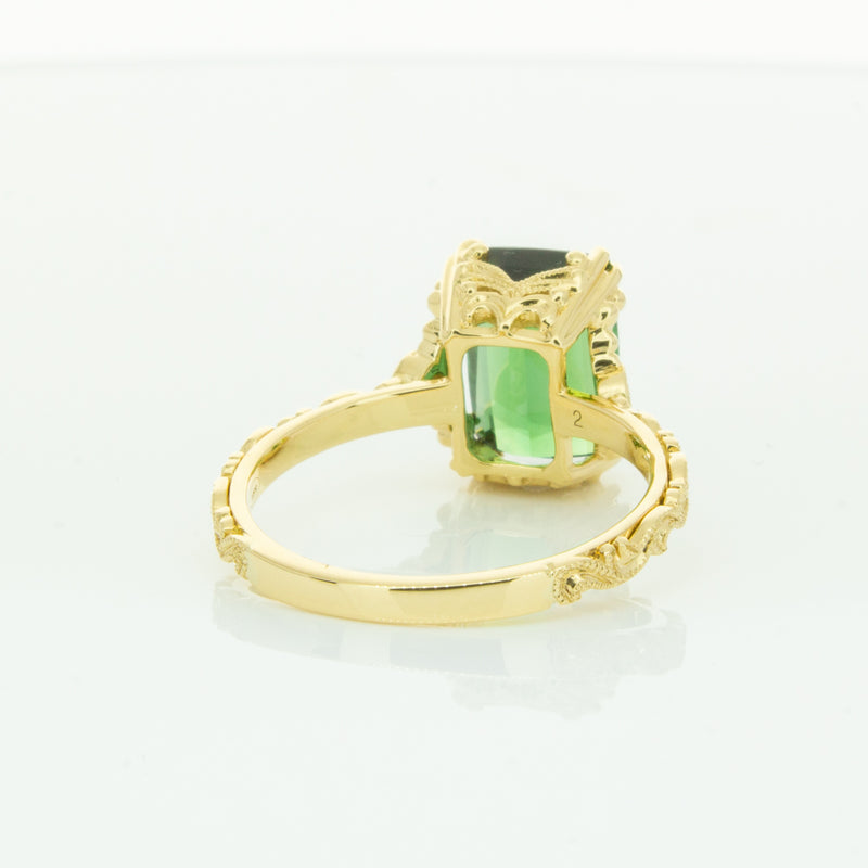 18ct Yellow Gold Tourmaline & Diamond Romanov Ring-Ring-Walker & Hall