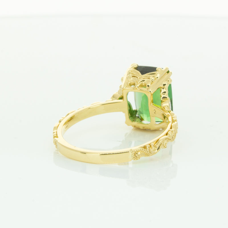 18ct Yellow Gold Tourmaline & Diamond Romanov Ring-Ring-Walker & Hall