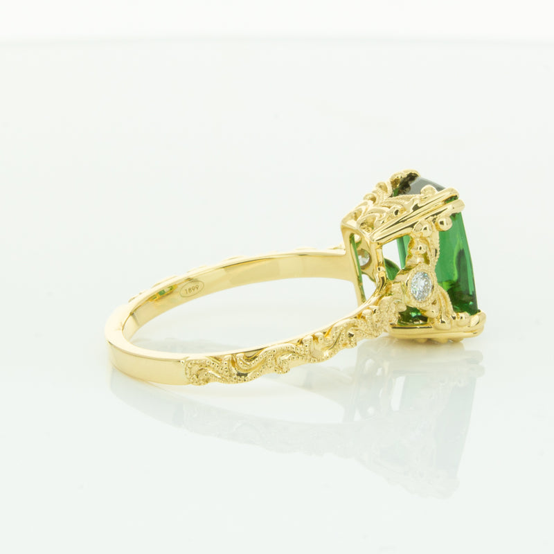 18ct Yellow Gold Tourmaline & Diamond Romanov Ring-Ring-Walker & Hall