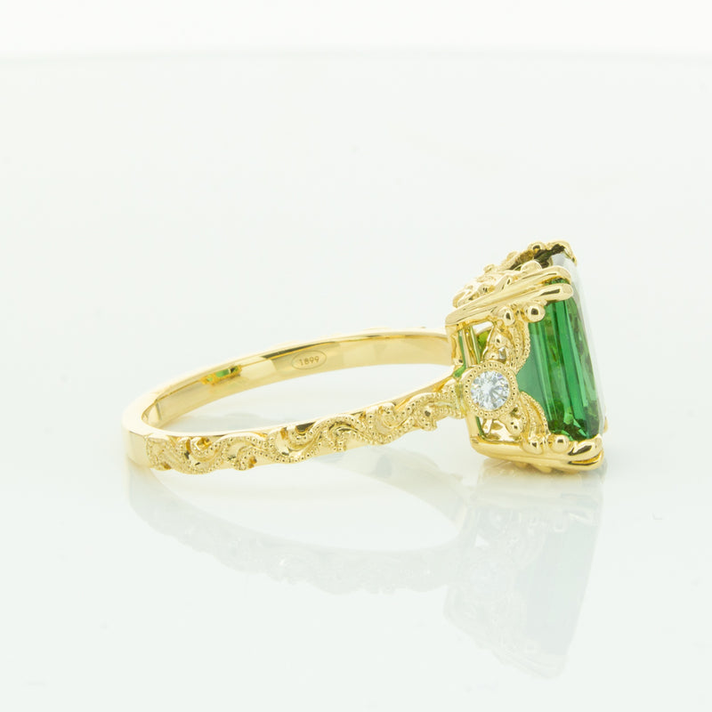 18ct Yellow Gold Tourmaline & Diamond Romanov Ring-Ring-Walker & Hall